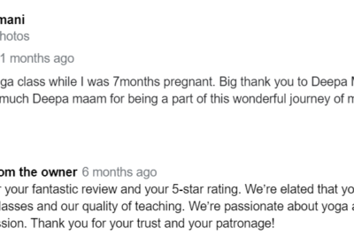 Pregnancy Yoga Classes - Google reviews