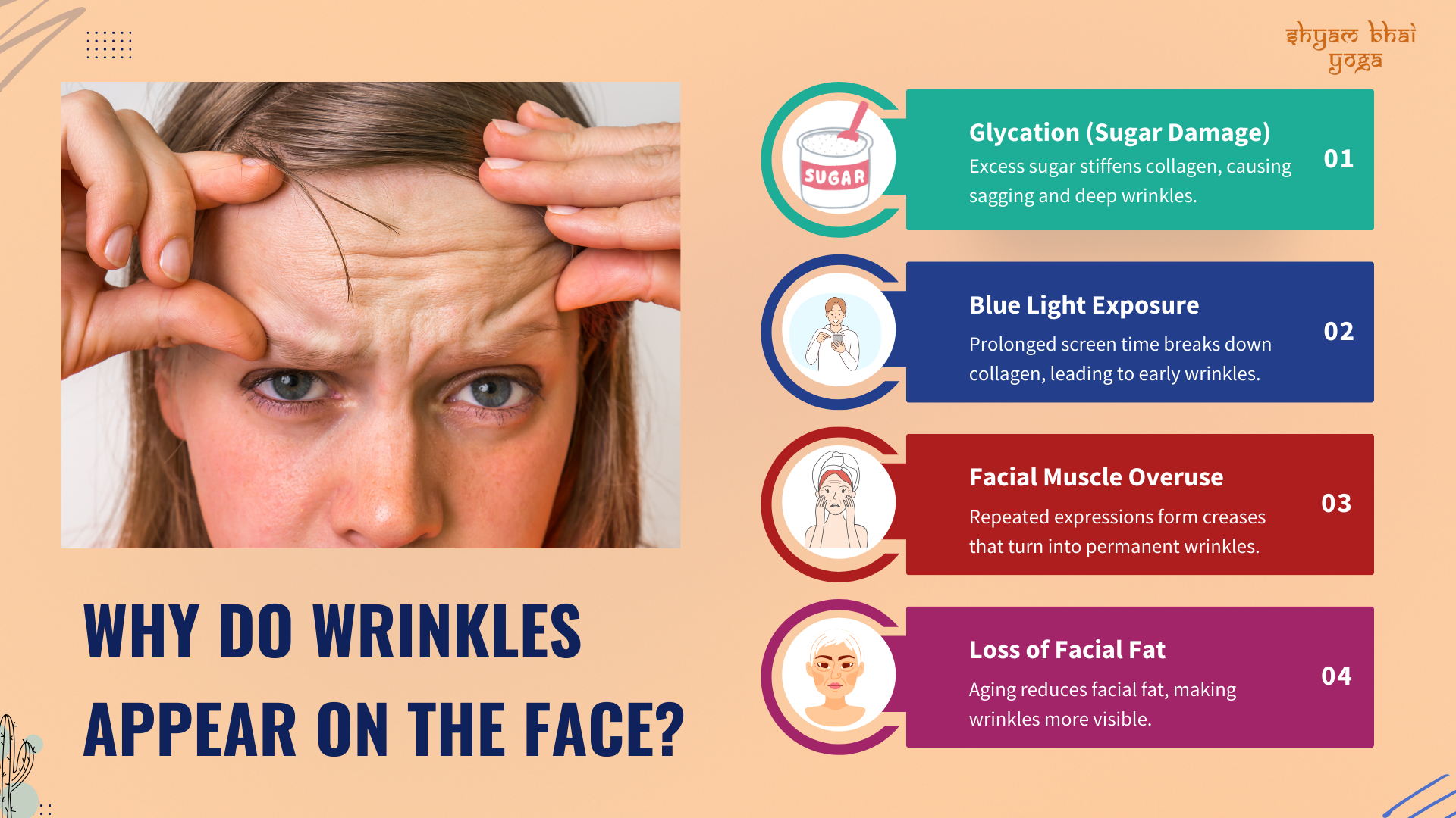 Why do wrinkles appear on the face